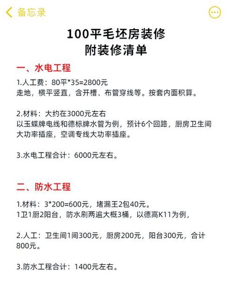 100平米简装多少钱，100平米简装费用明细