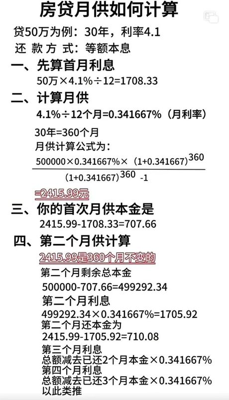 房贷按揭计算方法