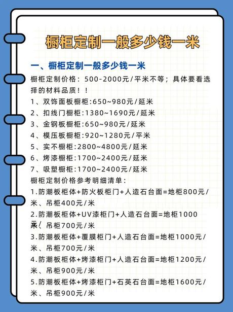 整体厨房定制价格指南：每米成本解析