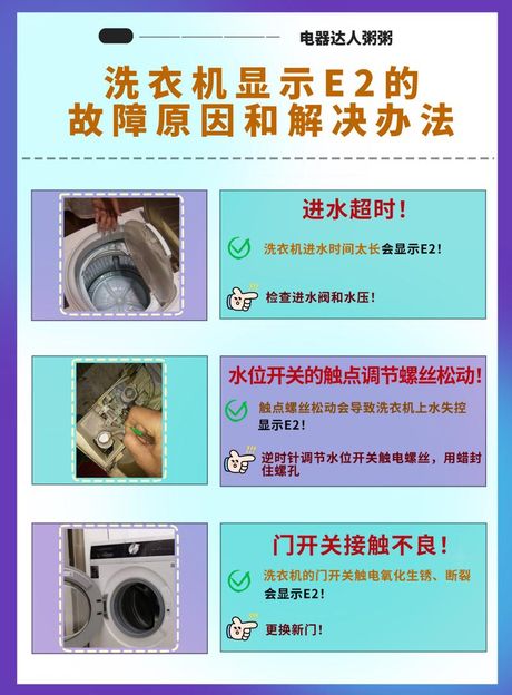 洗衣机E2是什么故障怎么维修，洗衣机E2故障原因及维修方法